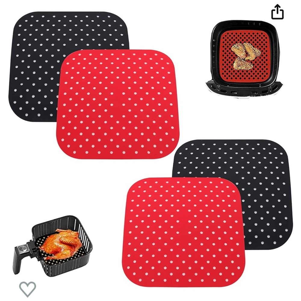 Silicone Non-Stick Air Fryer Heat Resistant Basket Mats, Air Fryer Baking Tool